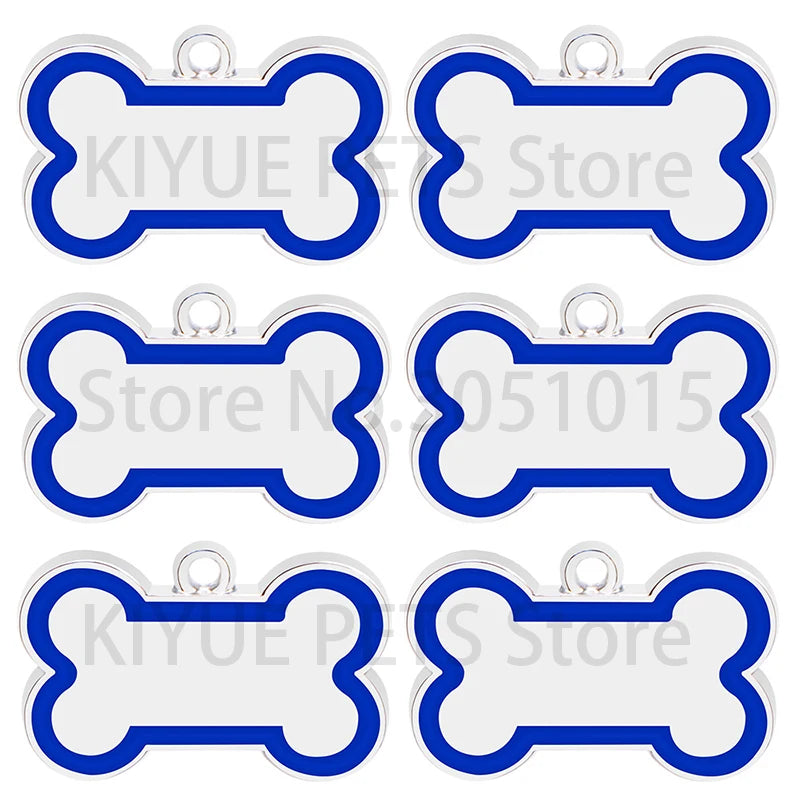 Wholesale 100Pcs 10 Colorful Cute Engraved ID Dog Tag Bone DIY Dog Id Tags For Dog Cat Personalized Collars Pet Accessories