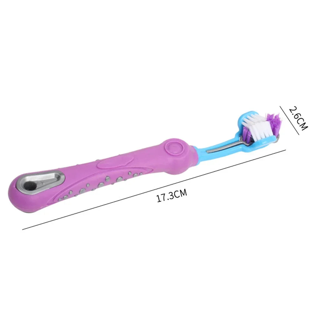 Three Sided Pet Toothbrush Three-Head Multi-angle Toothbrush Cleaning Dog Cat Brushes Bad Breath Teeth Care ToolS