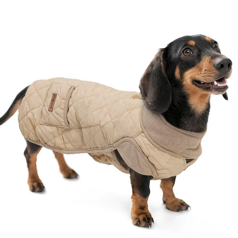Winter Dog Coat for Dachshund Water Repellent Warm Dog Jacekt for Small Short-Leg Dogs Diamond Quilted Windproof Dog Clothing