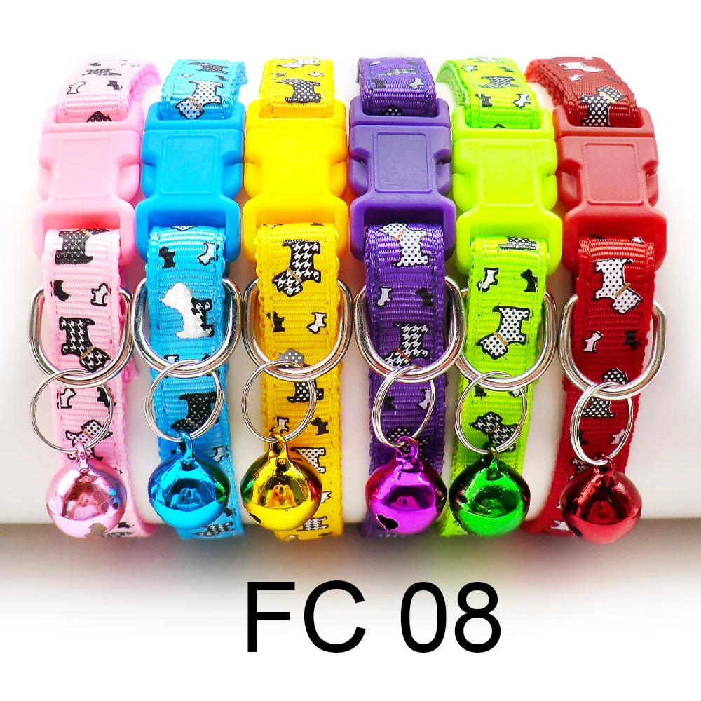 12 Pcs Wholesale Collars for Cat Collar With Bell Adjustable Necklace Cat Puppy Kitten Collar Dropshipping Pet Cats Collar Perro