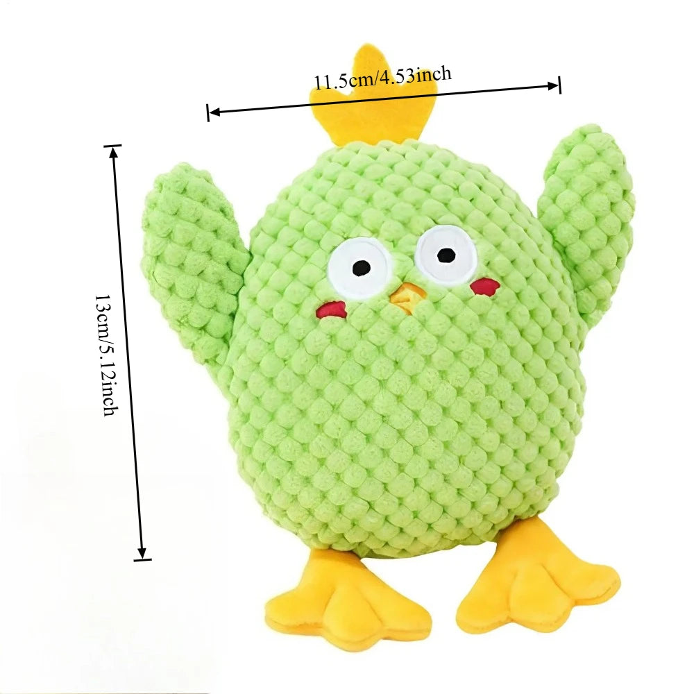 Dog Chew Toy Green Chicken Plush Toy Durable Interactive Puppy Teething Toy For Small Medium Large Breed Dogs Squeaky Pet Toy