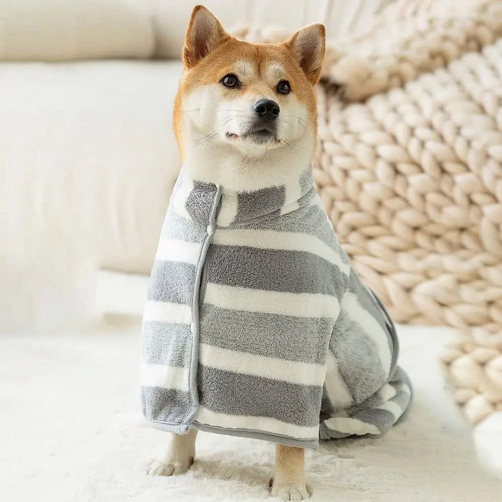 New Water Absorption Dog Bathrobe Quick Drying Microfiber Pet Clothes Double Layer Adjustable Hood Cat Towel Beach Time