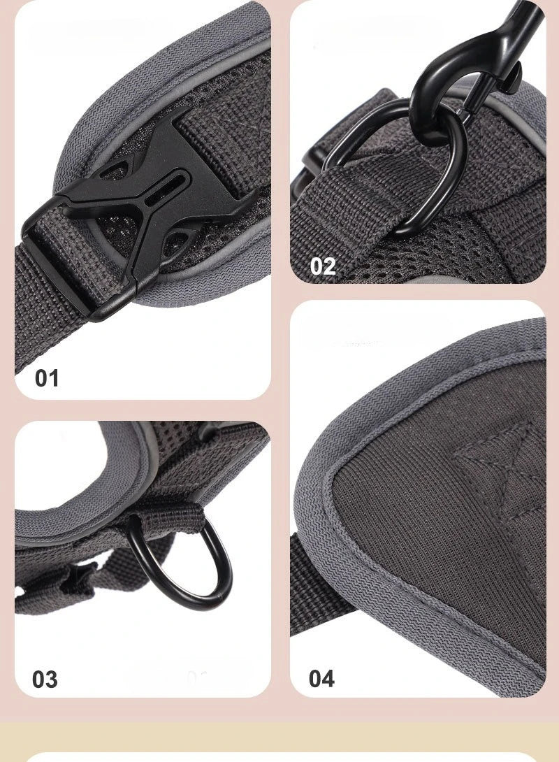New No Pull Dog Harness and Leash Set Adjustable Pet Harness Vest for Small Dogs Cats Reflective Dog Chest Strap Lead Walking