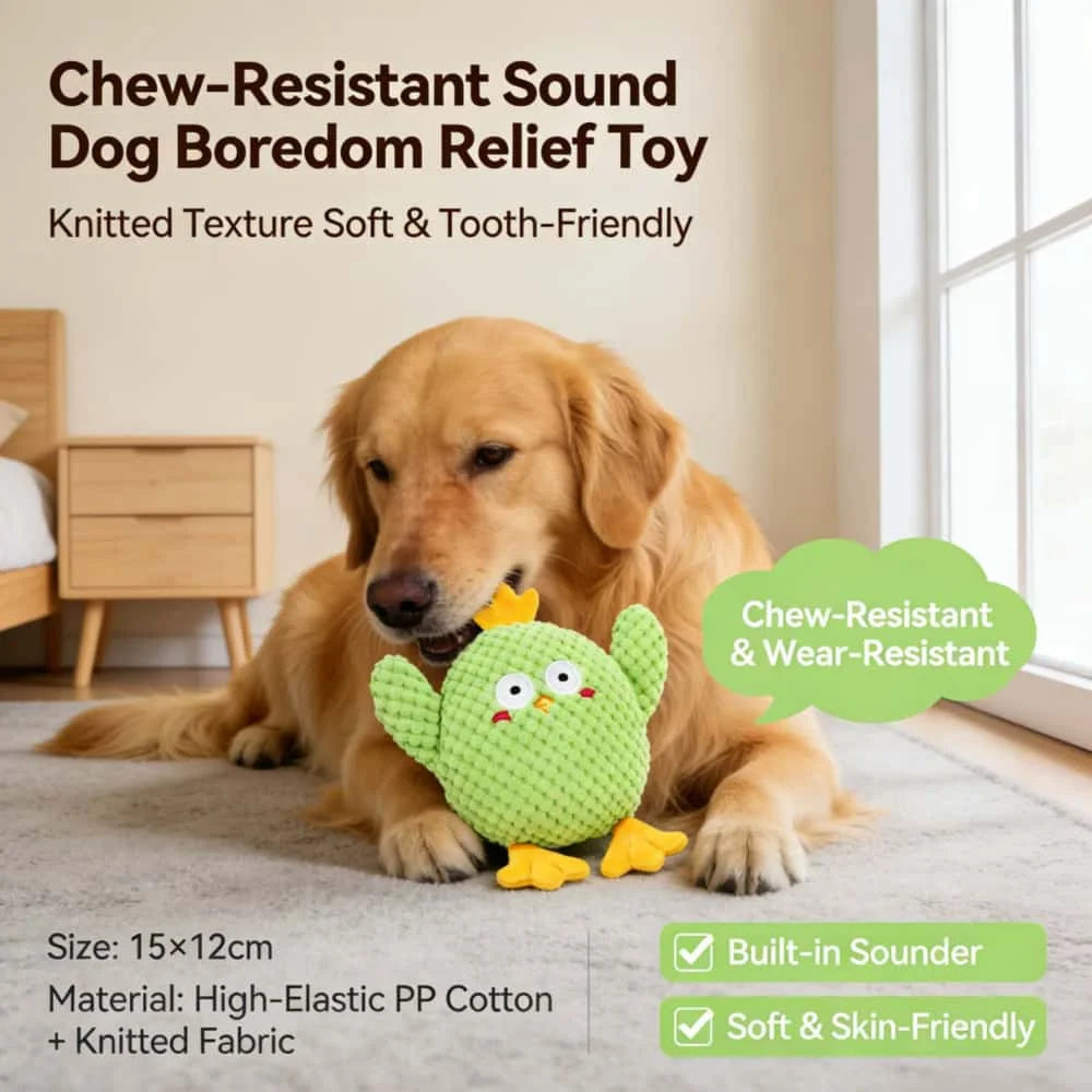 Dog Chew Toy Green Chicken Plush Toy Durable Interactive Puppy Teething Toy For Small Medium Large Breed Dogs Squeaky Pet Toy