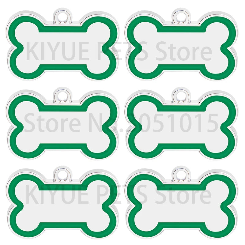 Wholesale 100Pcs 10 Colorful Cute Engraved ID Dog Tag Bone DIY Dog Id Tags For Dog Cat Personalized Collars Pet Accessories