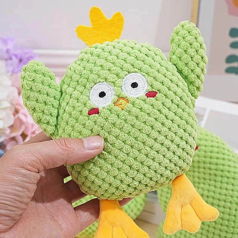 Dog Chew Toy Green Chicken Plush Toy Durable Interactive Puppy Teething Toy For Small Medium Large Breed Dogs Squeaky Pet Toy