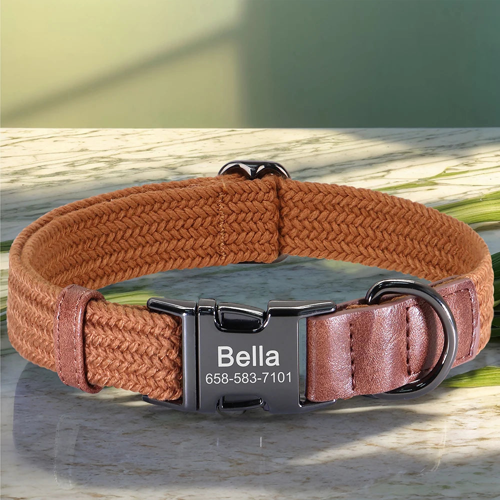 Personalized Dog Collar Leash Set Nylon Dog Collars With Walking Lead Rope Adjustable Pet Necklace for Small Large Dogs Durable