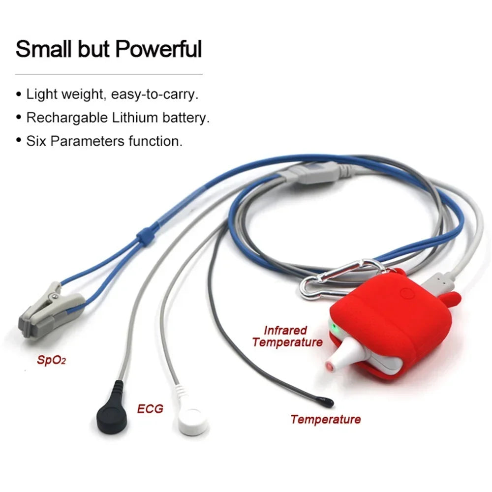 Multi-parameter Veterinary Monitor Bluetooth Smart Wear ECG Macine Pet SPO2 RESP TEMP PR  Monitor APP IOS Android