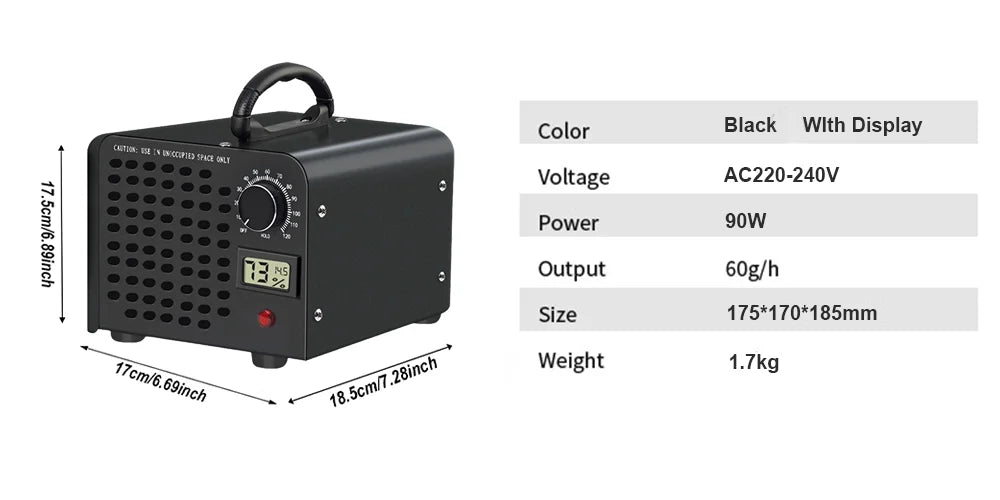 AC110V AC240V Ozone Generator 60000mg/h Ozone Machines for Home and Commercial Use Car Basement Offices Smoke and Pet Room