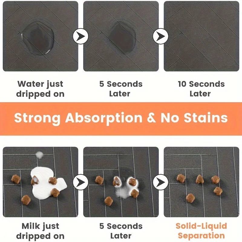Waterproof Dog Food Mat – Heavy-Duty Non-Slip Feeding Tray with S/M Sizes for Messy Eaters, Durable Absorbent Diner Mat