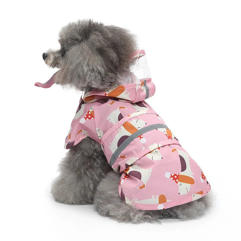 Fashionable Pet Hooded Raincoat, Dog Raincoat, Cape Style Reflective Dog Clothing To Keep Your Dog Dry and Comfortable on Rainy