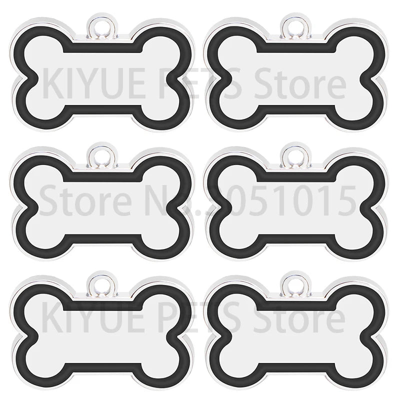 Wholesale 100Pcs 10 Colorful Cute Engraved ID Dog Tag Bone DIY Dog Id Tags For Dog Cat Personalized Collars Pet Accessories