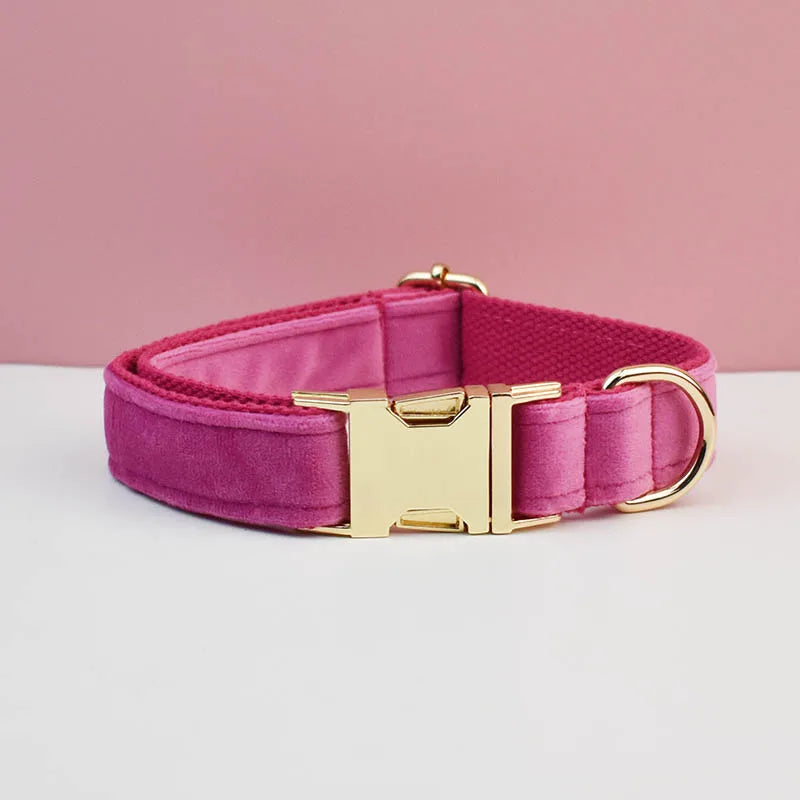 Velvet Collar Free Engrave Dog Collar Leash For Medium Big Pet Necklace Dog Accessories Dog Collars