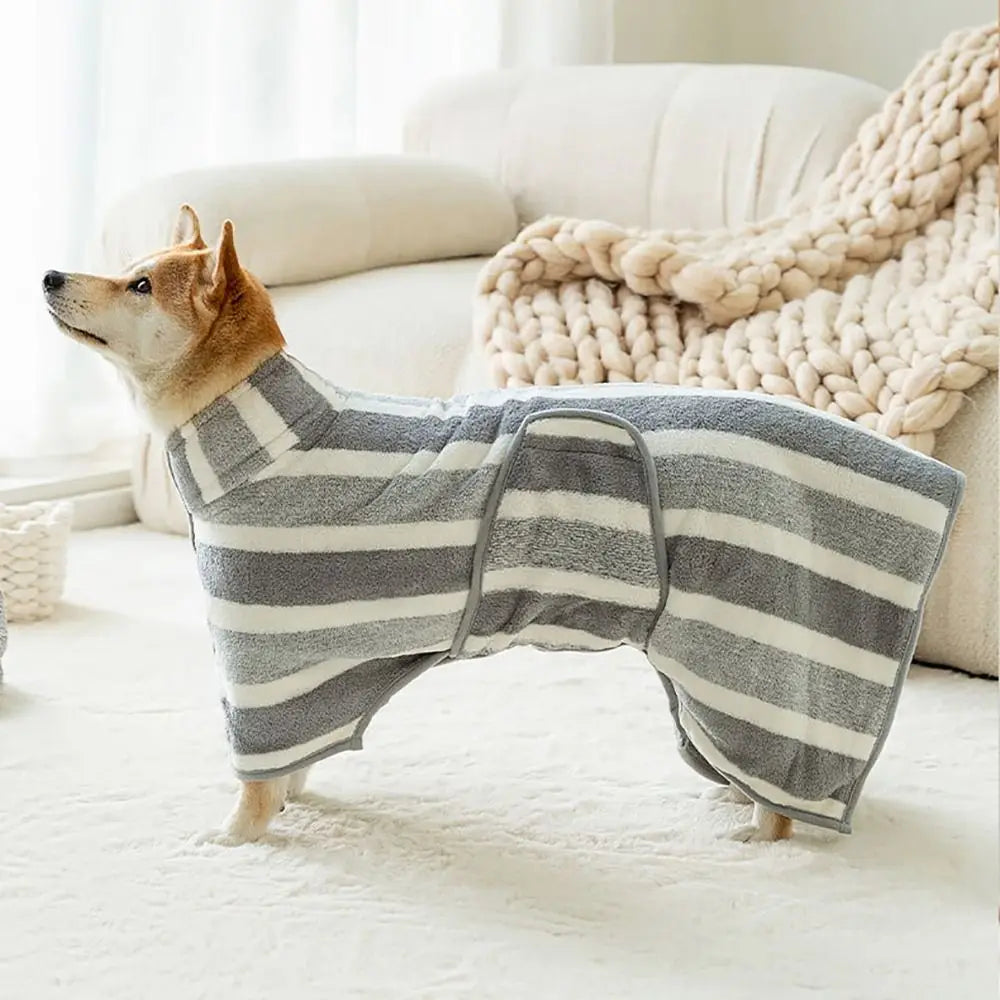 New Water Absorption Dog Bathrobe Quick Drying Microfiber Pet Clothes Double Layer Adjustable Hood Cat Towel Beach Time