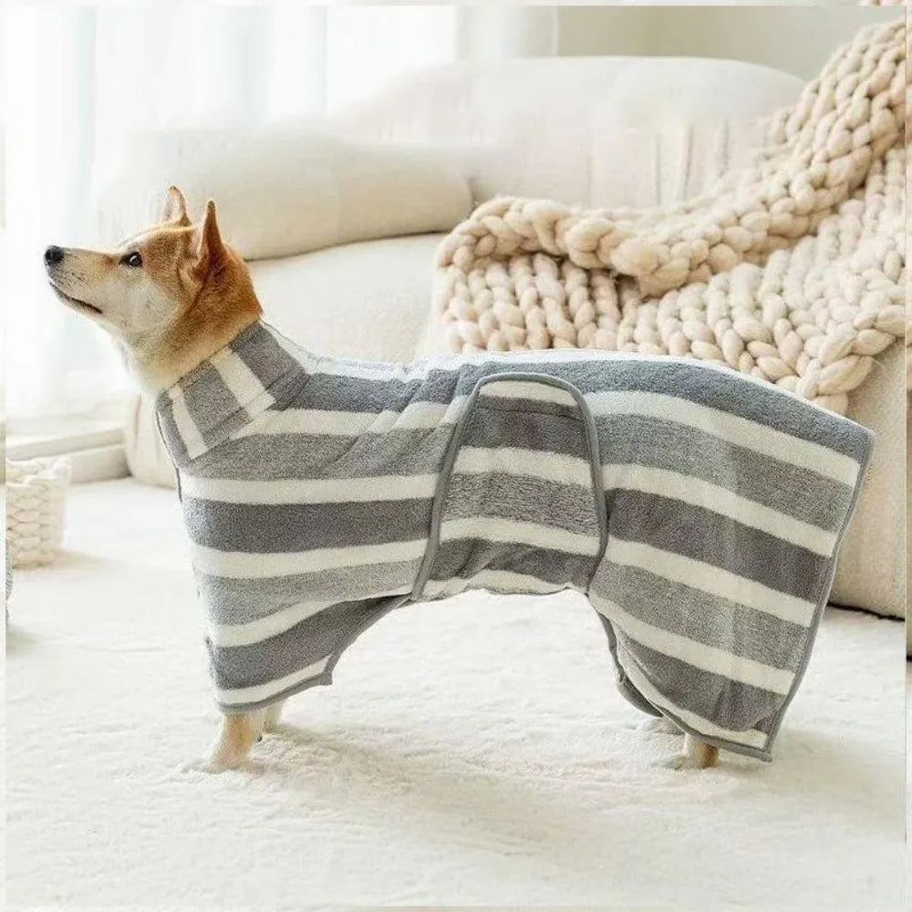 New Water Absorption Dog Bathrobe Quick Drying Microfiber Pet Clothes Double Layer Adjustable Hood Cat Towel Beach Time