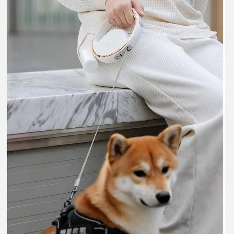3m Automatic Retractable Pet Leash Long Dog Walking Traction Lead With Waste Bag Dispenser Puppy Durable Led Light Rope Supplies