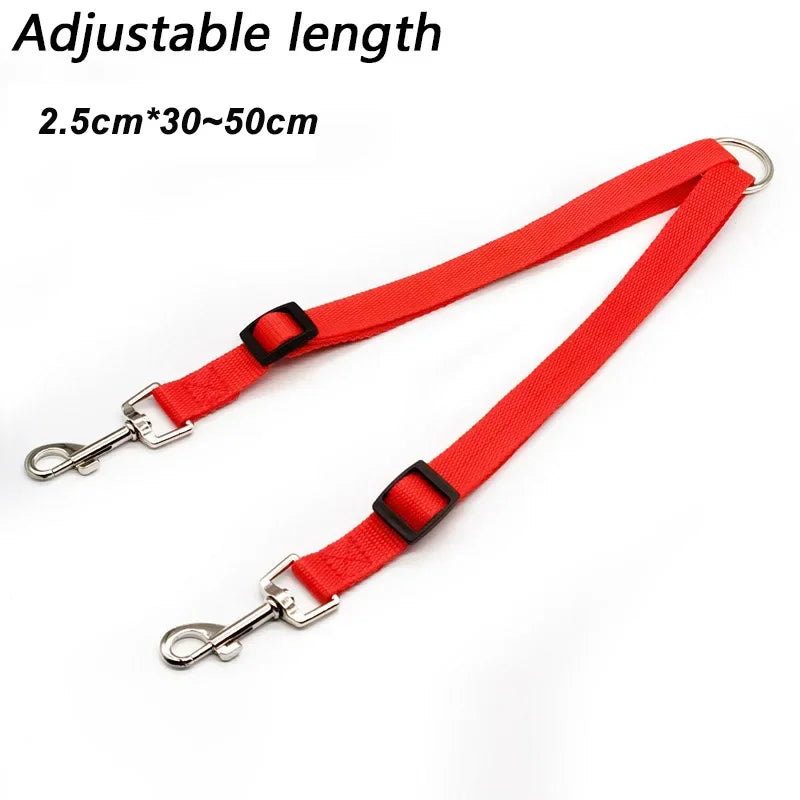 Nylon Pet Dog Leash Colorful Traction Rope Detachable One For Two Pet Dog Traction Leash Nylon Double Leash Kit For 2 Dogs