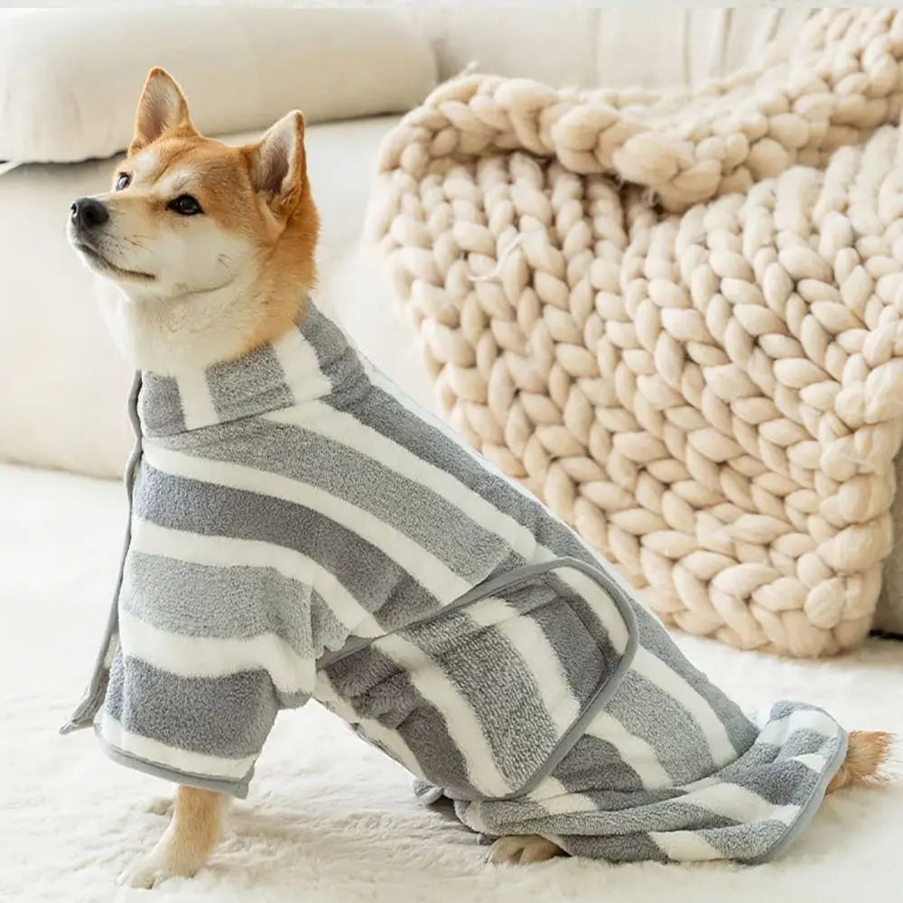 New Water Absorption Dog Bathrobe Quick Drying Microfiber Pet Clothes Double Layer Adjustable Hood Cat Towel Beach Time