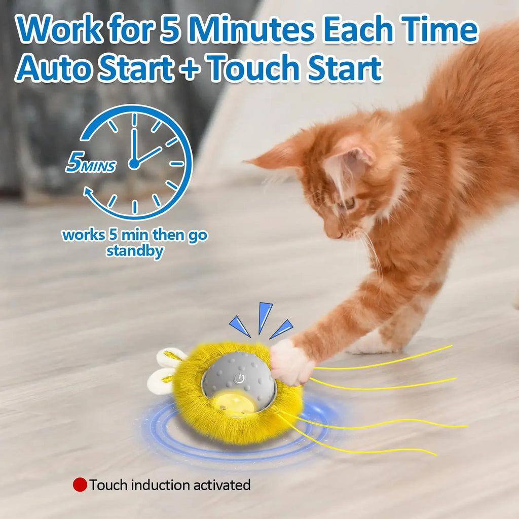 Sports Activated Interactive Cat Toy Indoor Cat with Automatic Moving Ball Toy Spinning Ball and Light Electric Cat Mouse Toys