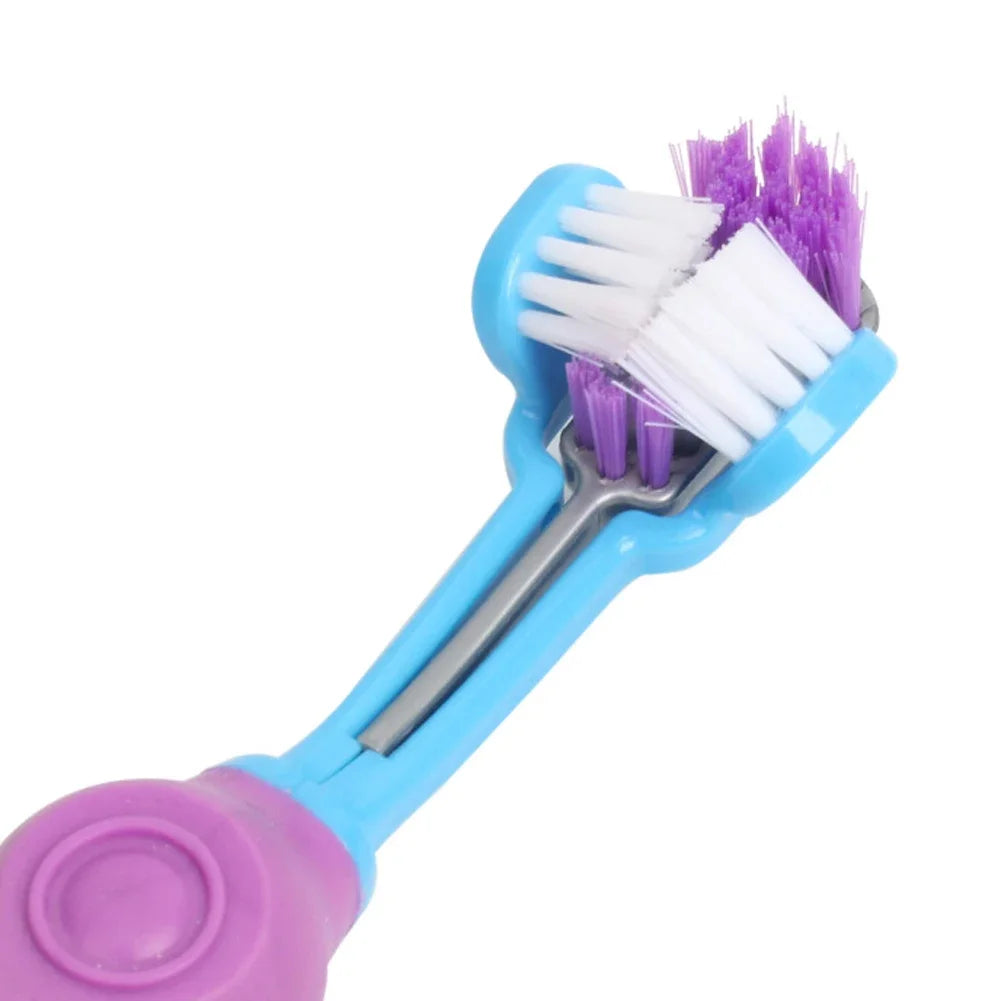 Three Sided Pet Toothbrush Three-Head Multi-angle Toothbrush Cleaning Dog Cat Brushes Bad Breath Teeth Care ToolS