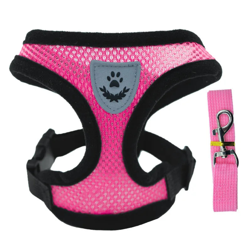 Breathable Mesh Cat Small Dog Harness And Leash Kitten Cats Harnesses Little Dog Puppy Harness For French Bulldog Chihuahua Pug