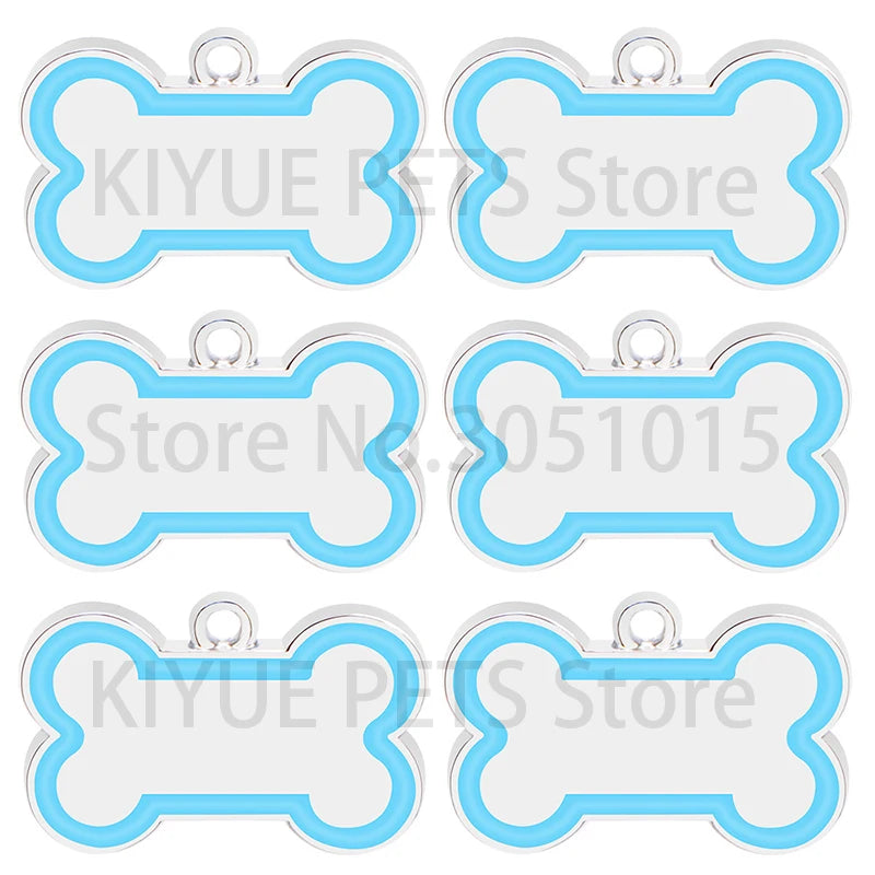 Wholesale 100Pcs 10 Colorful Cute Engraved ID Dog Tag Bone DIY Dog Id Tags For Dog Cat Personalized Collars Pet Accessories