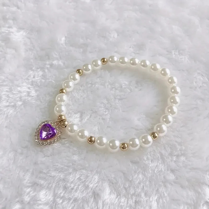 Fashion Pet Heart Pendant Necklace Adjustable Collar Fake Pearls for Dogs Cats Stylish and Comfortable Accessories Pet Supplies