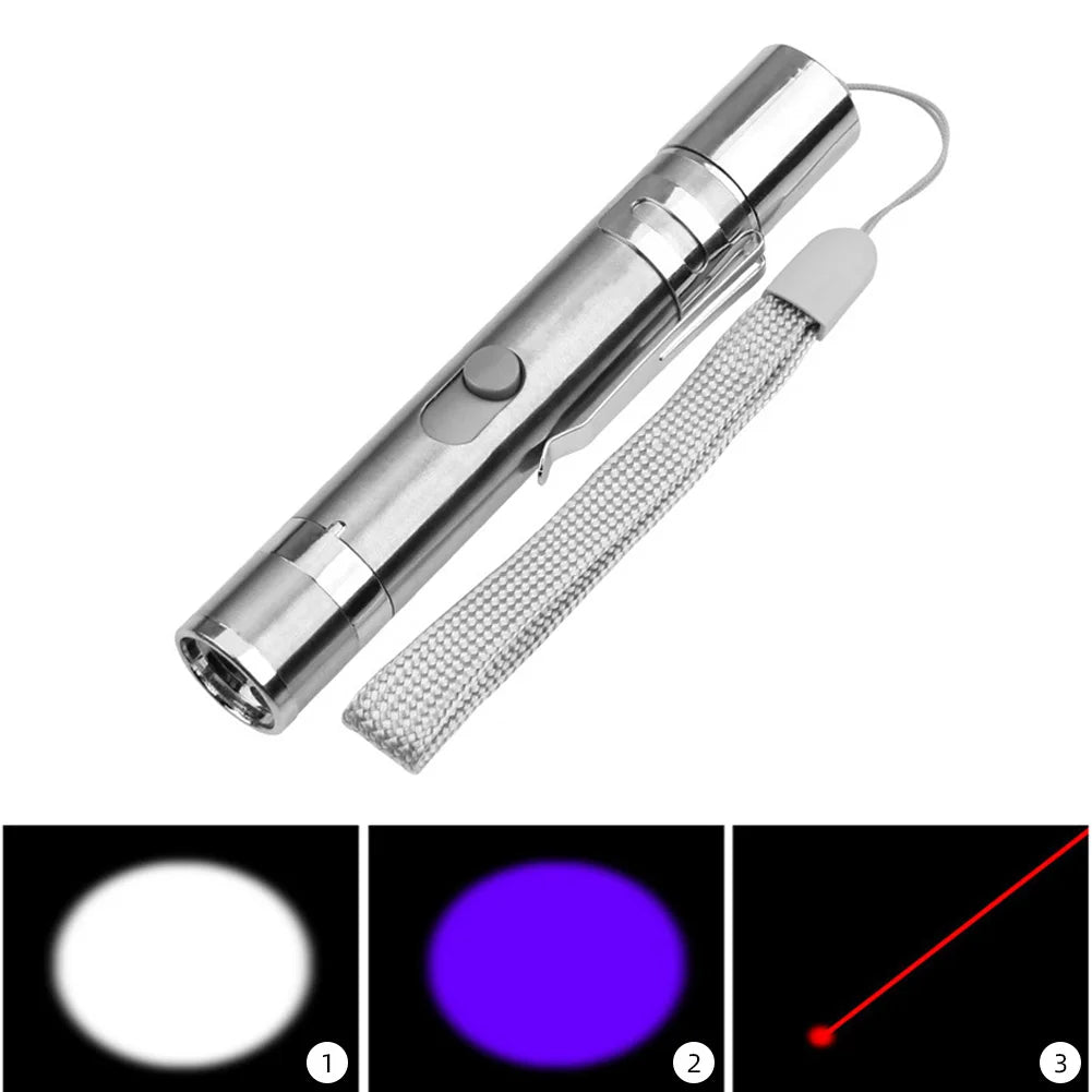 Cat Laser Toy USB Charging LED Light Pointer Rechargeable Torch UV Flashlight Pen 5 Patterns Laser Pen Cat Toys Cat Accessories