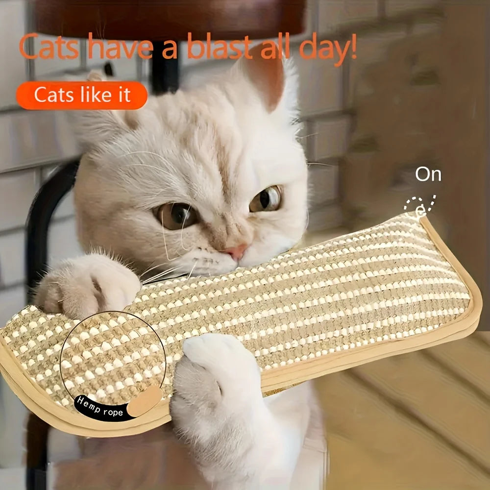 1pc Catnip Infused Cat Toy, Scratching Pad with Play Pillow, Attracts Cats To Scratch & Play, Durable Linen Mat for Kittens