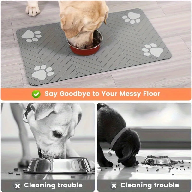 Waterproof Dog Food Mat – Heavy-Duty Non-Slip Feeding Tray with S/M Sizes for Messy Eaters, Durable Absorbent Diner Mat