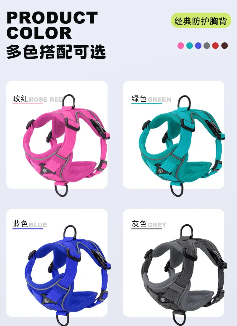 New No Pull Dog Harness and Leash Set Adjustable Pet Harness Vest for Small Dogs Cats Reflective Dog Chest Strap Lead Walking