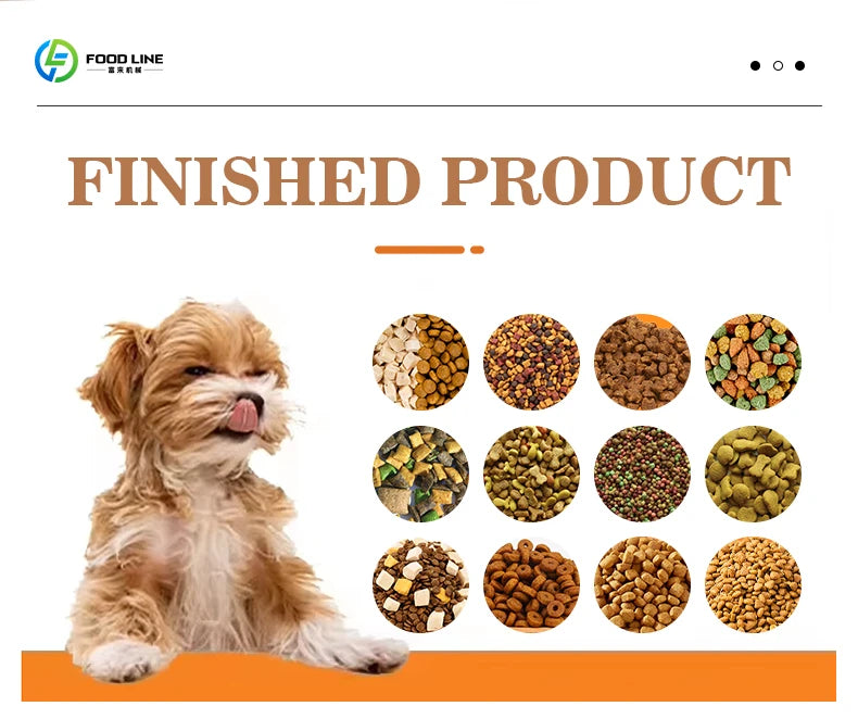 4-6Tph multi-purpose three-screw extrusion pet food making machine full production line dog cat fish food making machine