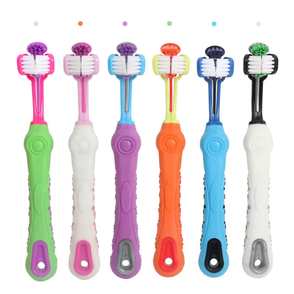 Three Sided Pet Toothbrush Three-Head Multi-angle Toothbrush Cleaning Dog Cat Brushes Bad Breath Teeth Care ToolS