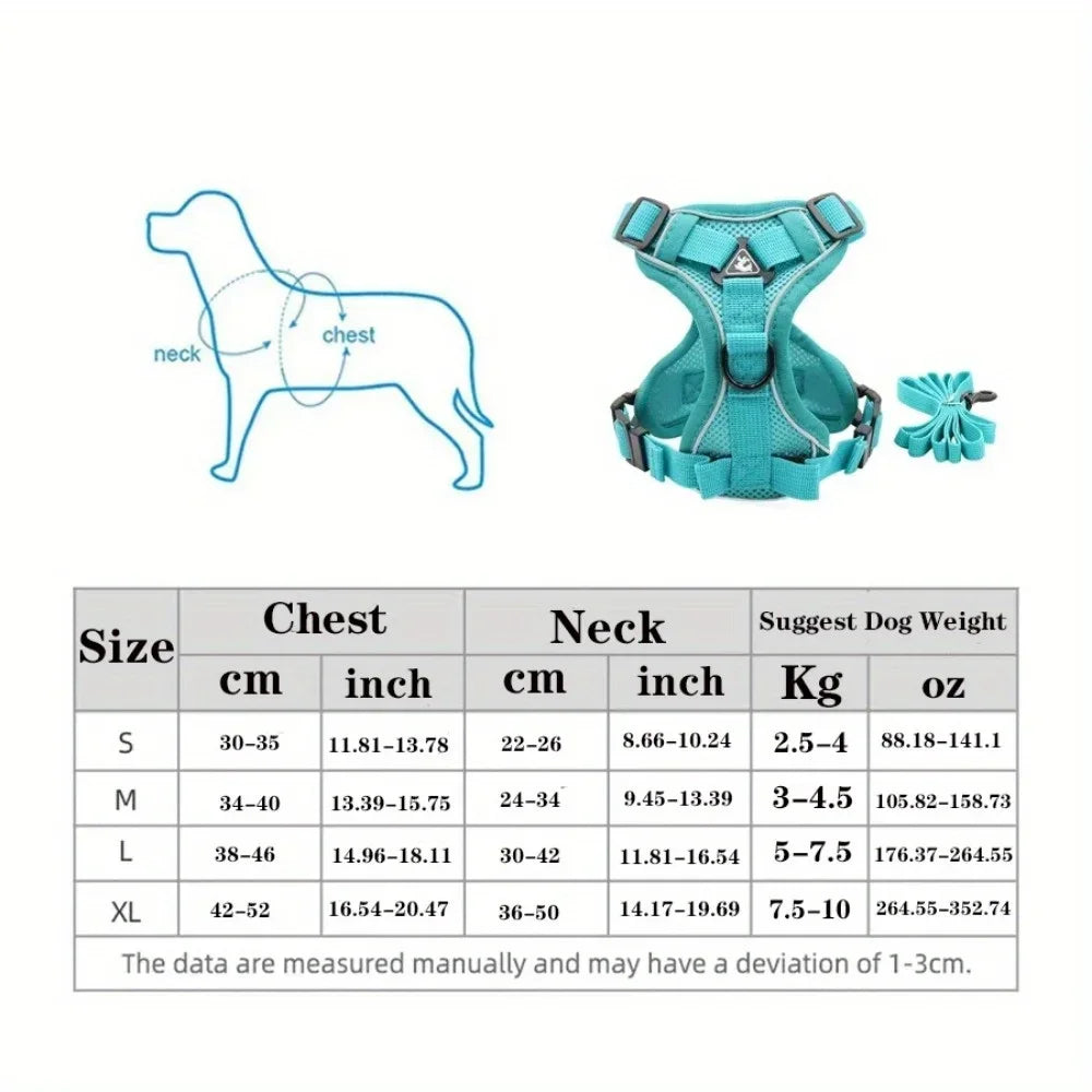 New No Pull Dog Harness and Leash Set Adjustable Pet Harness Vest for Small Dogs Cats Reflective Dog Chest Strap Lead Walking