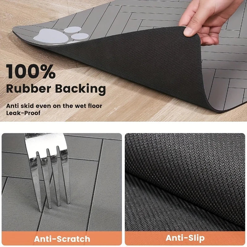 Waterproof Dog Food Mat – Heavy-Duty Non-Slip Feeding Tray with S/M Sizes for Messy Eaters, Durable Absorbent Diner Mat