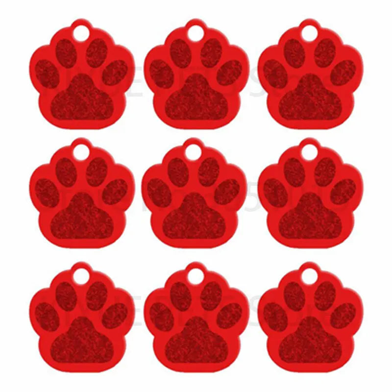 Wholesale 20Pcs PAW Shape 3D Exquisite Personalized Pet Dog ID Tags Custom Engraved Name Phone No. Cat For Dog  Pet Accessories