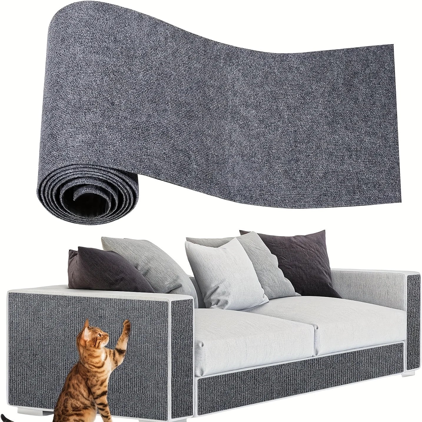 Trimable Cat Furniture Protector，Equipped with self-adhesive scratch pads，Protect the Sofa、Door and Cat Tree Stand Safe from Cla