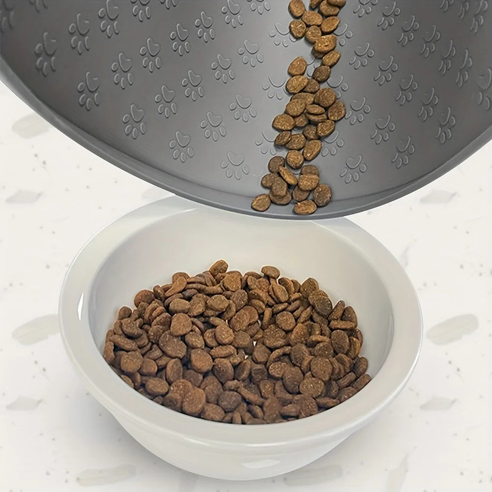 Pet Placemat  Non Slip, Paw Print Design Keeps Floors Spotless  Pets Content, Easy Clean Silicone mat