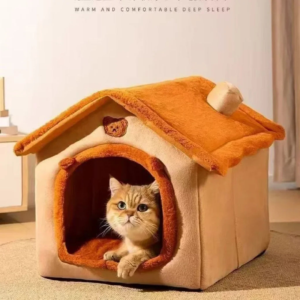 All Season Dog House Style Bed - Removable Washable Pet Bed for Small Dogs Teddy Winter Warm Cat Dog House