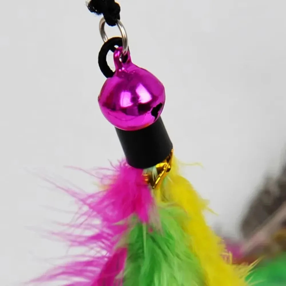 Funny Kitten Cat Teaser Interactive Toy Rod with Bell and Feather Toys for Cats Teaser Interactive Toy Rod Pet Cats Stick