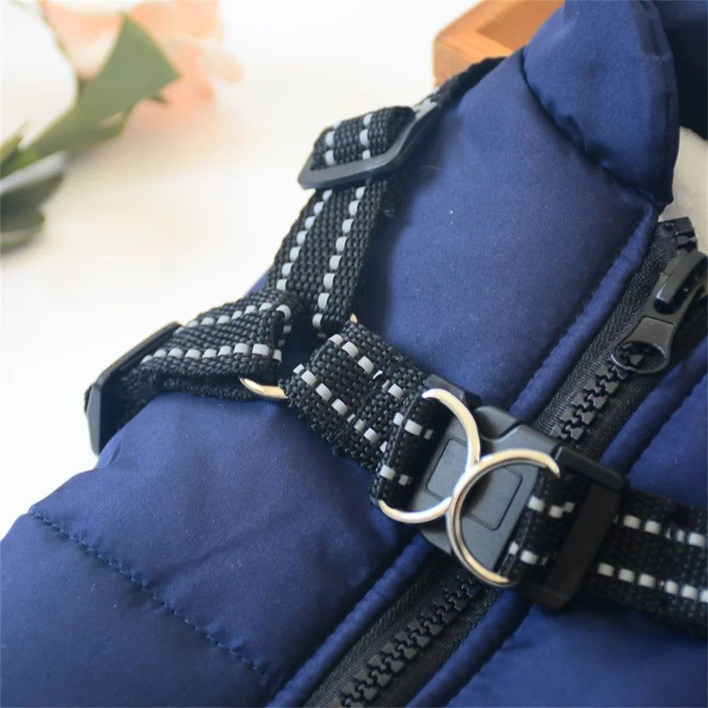 Waterproof Dog Jacket Vest with Reflective Harness Winter Pet Clothes for Small Medium Dogs Shiba Inu Doberman Outdoor Jackets
