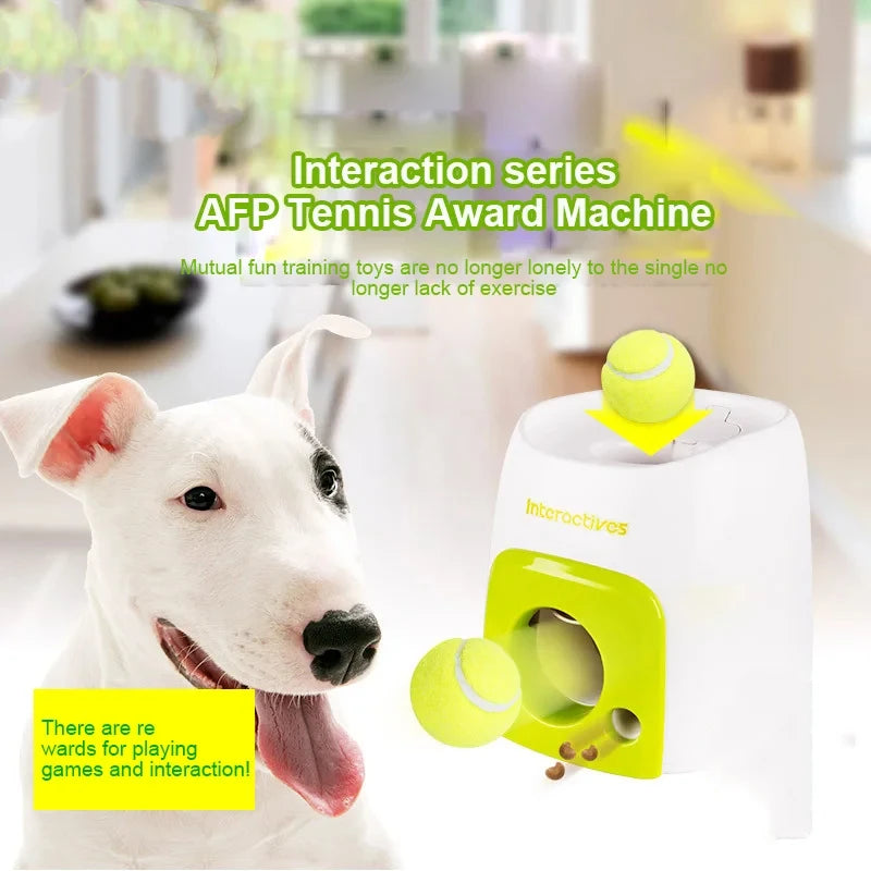 Automatic Dog Ball Launcher with Food Reward - Smart Tennis Ball Thrower Machine for Dogs, Interactive Pet Toy with Chase Traini