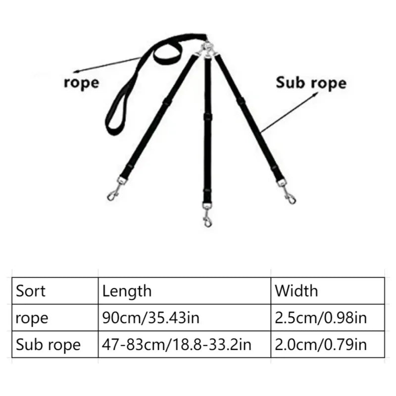 Durable 3-in-1 Nylon Dog Leash with Padded Handle for Outdoor Walking, Car Travel, Hiking and Camping - Three-Way Pet Leash