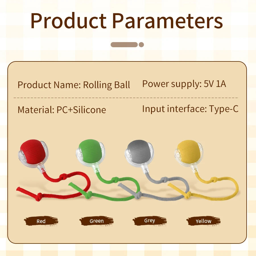 Cat and Dog Interactive Rolling Ball Toy Rechargeable Pet Electric Toy Teasing Cat Ball Teasing Dog Ball Automatic Rolling