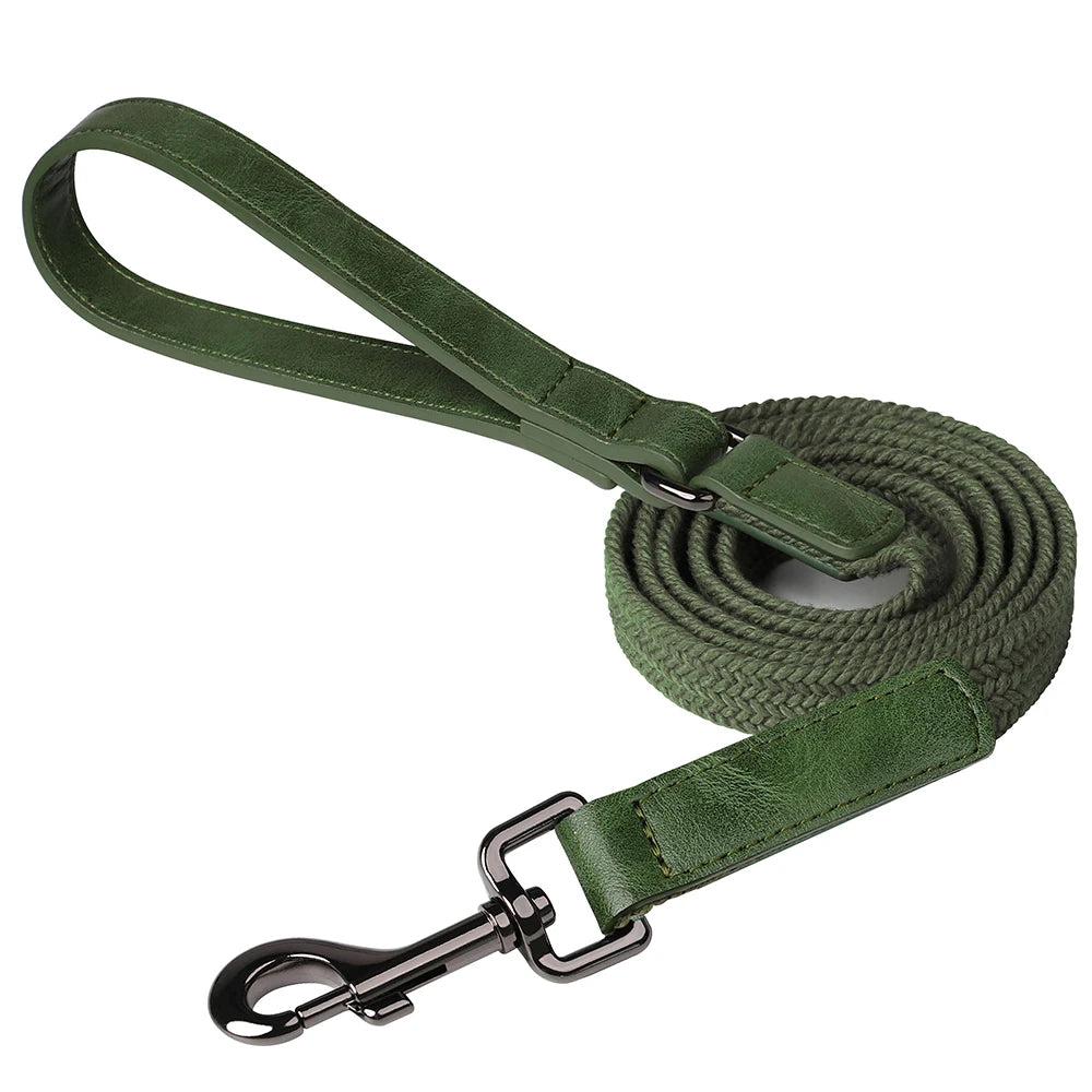 Personalized Dog Collar Leash Set Nylon Dog Collars With Walking Lead Rope Adjustable Pet Necklace for Small Large Dogs Durable
