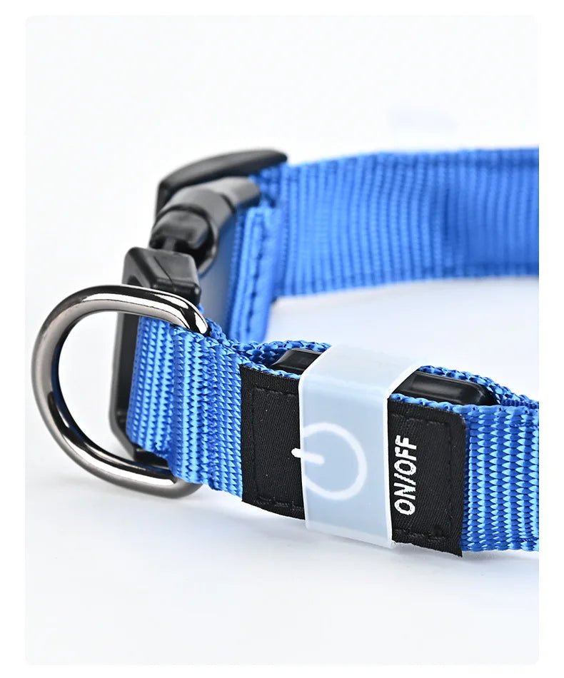 Light Up Dog Collar for Night Walk Color LED Glowing Pet Safety Collar Rechargeable Dog Necklace with Dog Harness Dog Leash Ring