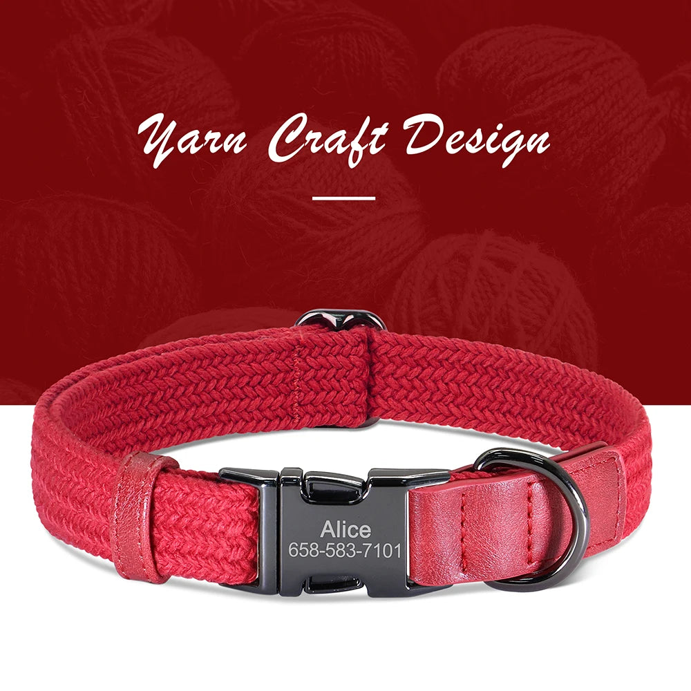 Personalized Dog Collar Leash Set Nylon Dog Collars With Walking Lead Rope Adjustable Pet Necklace for Small Large Dogs Durable
