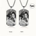 Custom Photo Engraved Dog Tag Pendant Necklace Stainless Steel Personalized Pet Memorial Jewelry Unisex