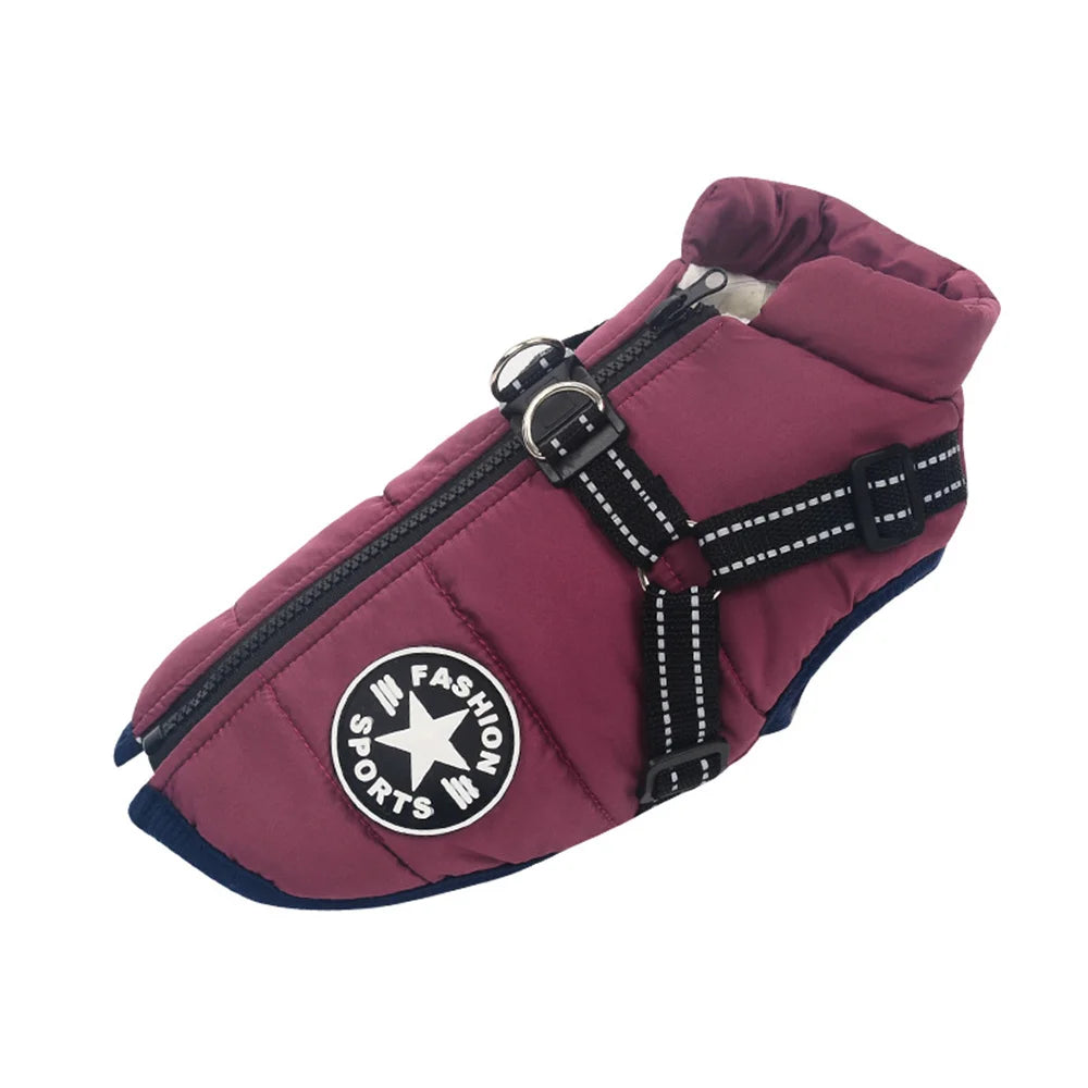 Waterproof Dog Jacket Vest with Reflective Harness Winter Pet Clothes for Small Medium Dogs Shiba Inu Doberman Outdoor Jackets