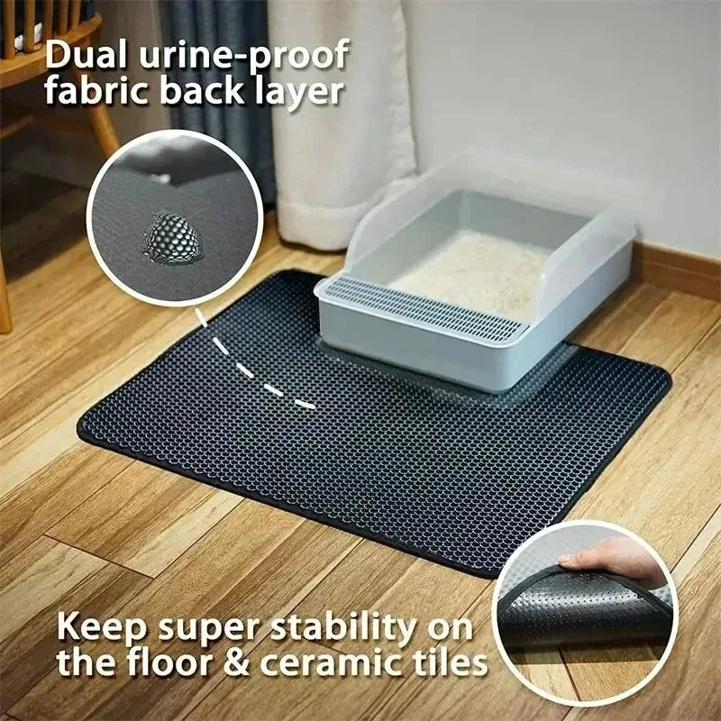 Cat Litter Mat 4 Size Large Honeycomb Double Layer Litter Trapping Non Slip Waterproof Urine Proof Cat Litter Box Kitten Beige